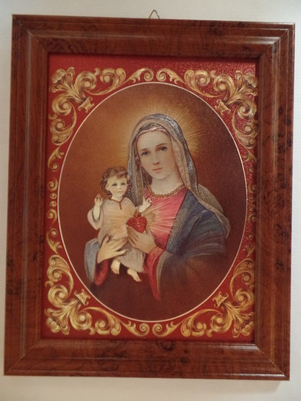Alu-Bild mit Rahmen Herz-Maria mit Kind , Nr A 15
