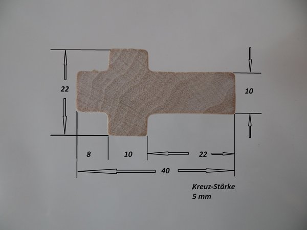 Rosenkranz-Holz-Kreuze-Basteln Zubehör 40 x 22 mm hell