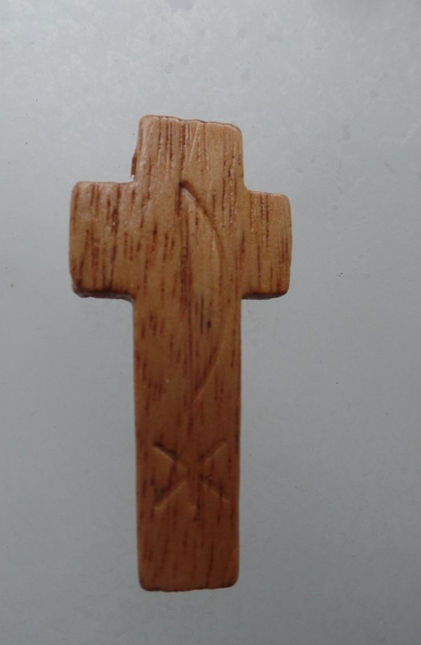 Holz Kreuzel Hellbraun, Pax gestanzt 4 cm