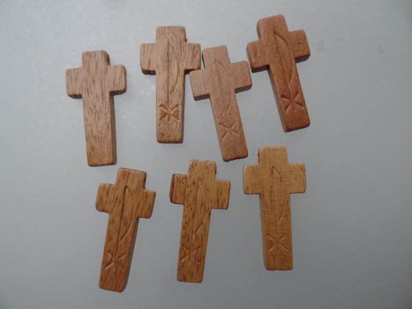 Holz Kreuzel Hellbraun, Pax gestanzt 4 cm
