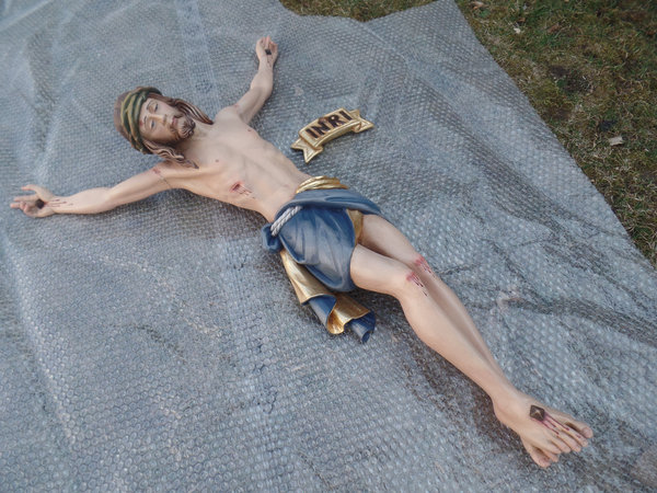 Christus-Körper 75 cm farbig aus Kunstharz Resin Korpus Corpus Fiberglas