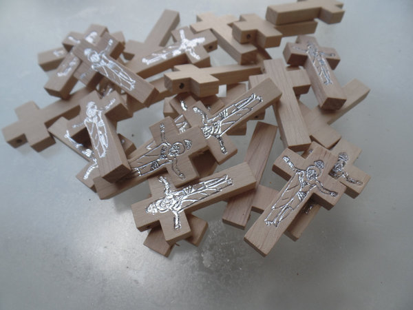 Chile Rosenkranz-Holz-Kreuze 4,5 cm hell Kreuz der Einheit