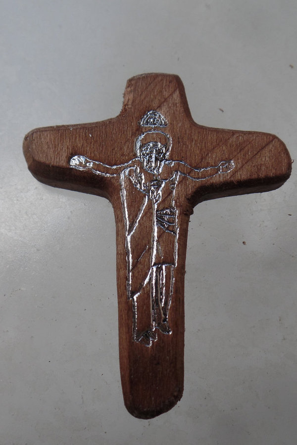 Chile - Kreuz Kreuz der Einheit dunkel Holz 5 cm mit Prägung